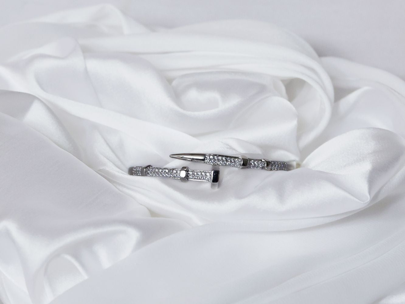 Platinum Plated CZ Nail and Nut Bracelet