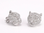 Panther head stud earrings in platinum plating and cz