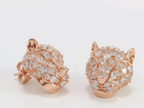 Panther head stud earrings in rose gold plating and cz