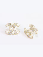 Double C White Enamel CZ  earrings