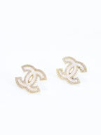 Double C White MOP CZ border earrings