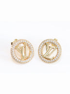 Gold Alphabet L and V CZ studs 20mm