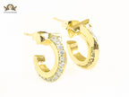 Alphabet T  gold hoops with cz