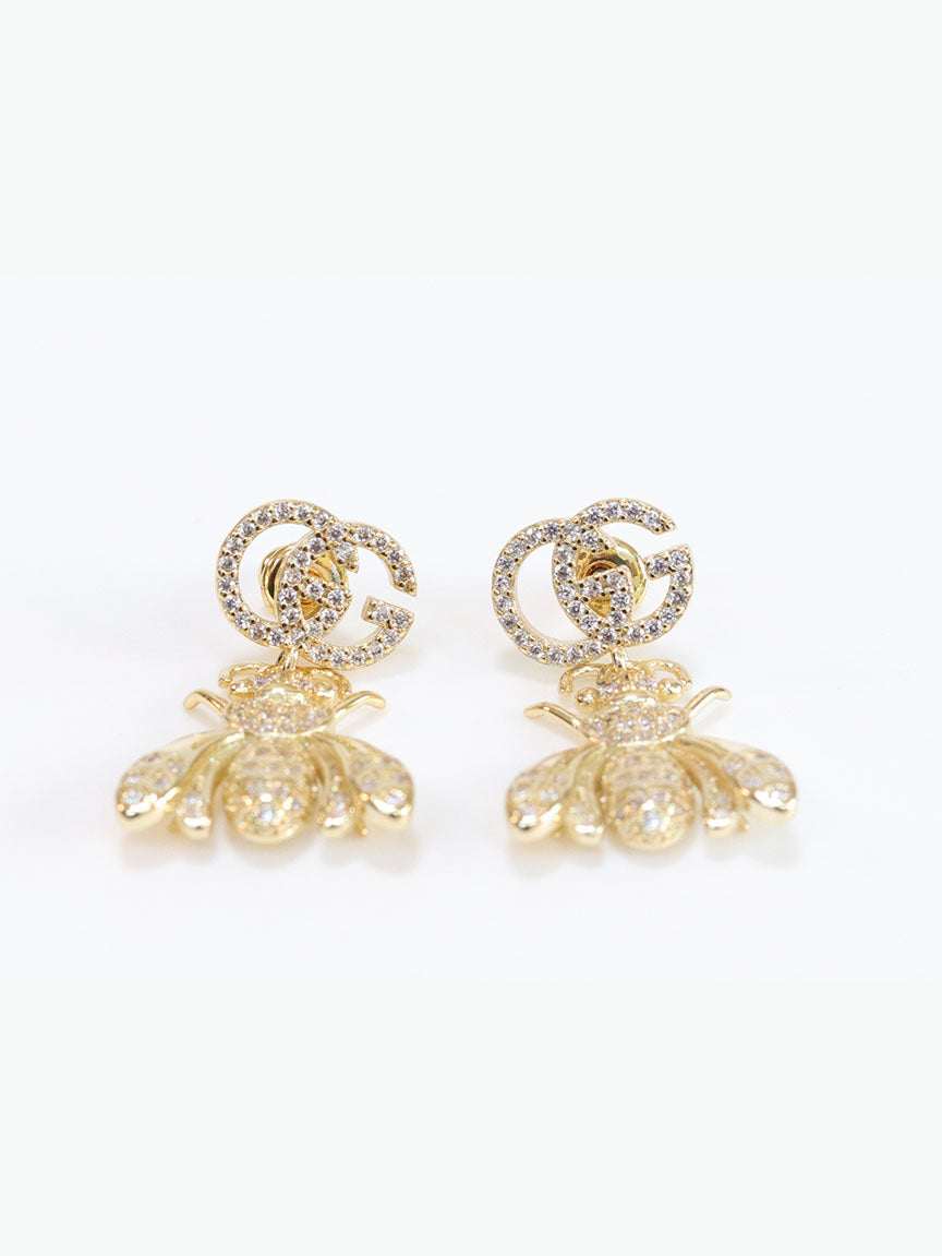 Double G gold dragon fly CZ dangles