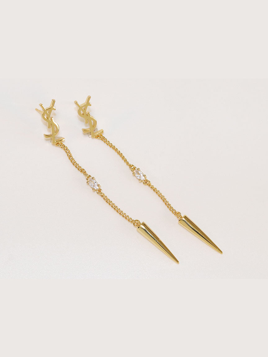 Alphabet YSL CZ and spike dangles