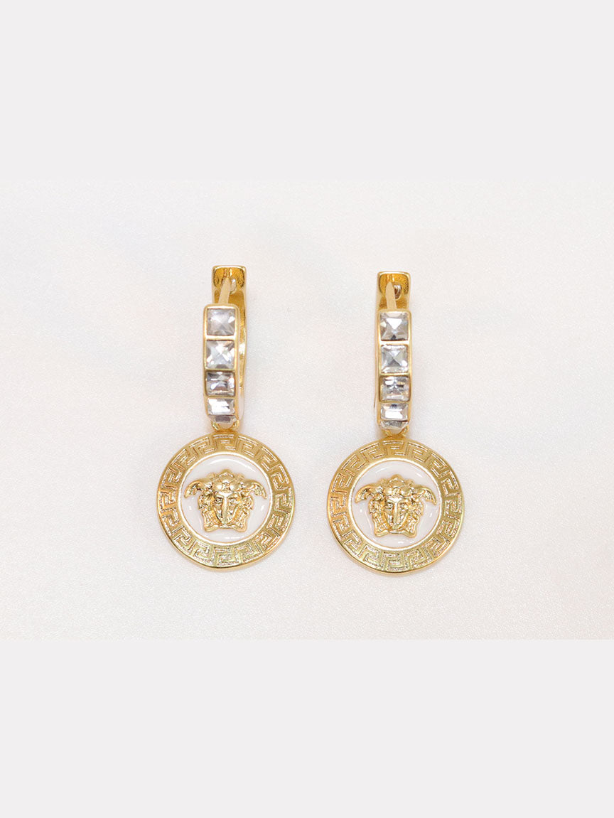 Medusa gold and white dangles