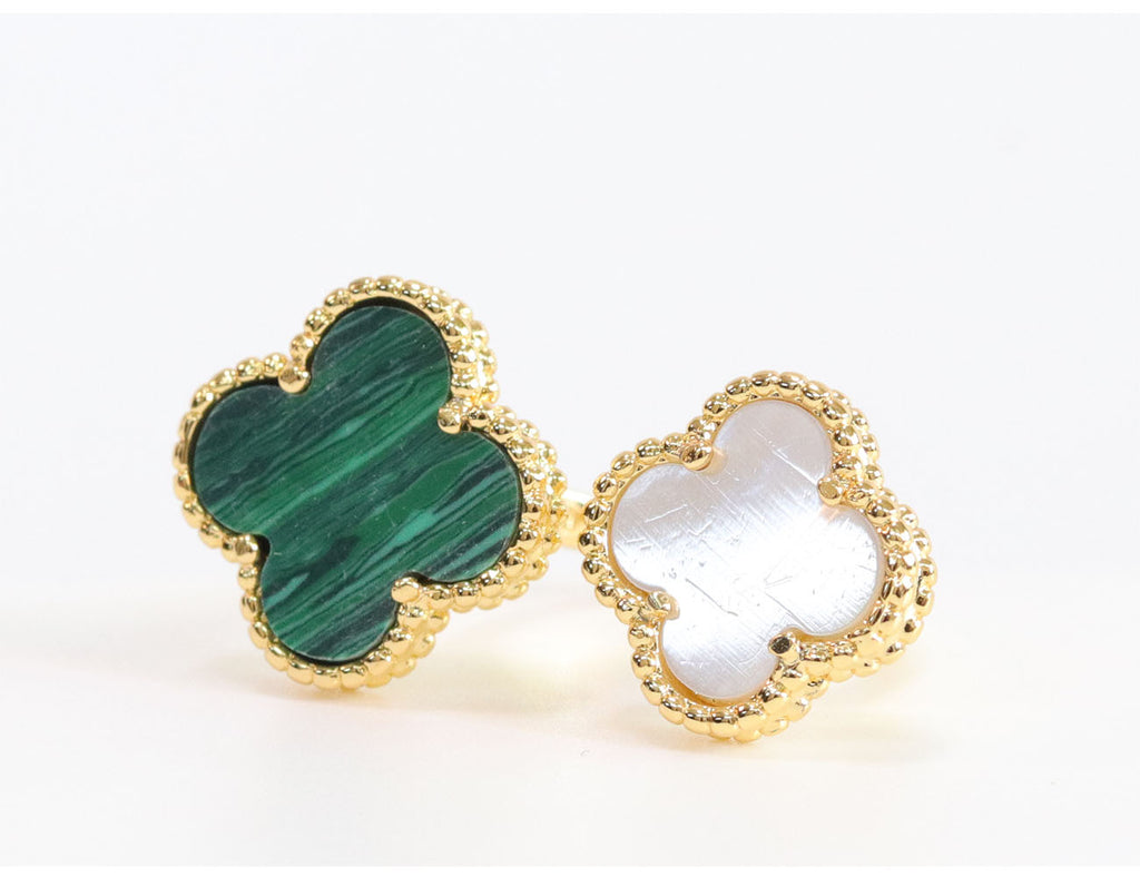 Double WHITE & GREEN malachite ring