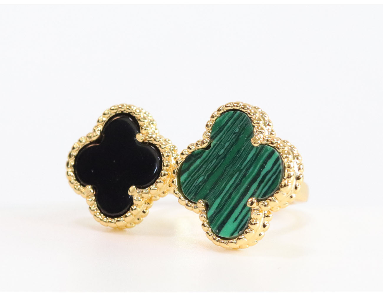 Double BLACK & GREEN malachite ring