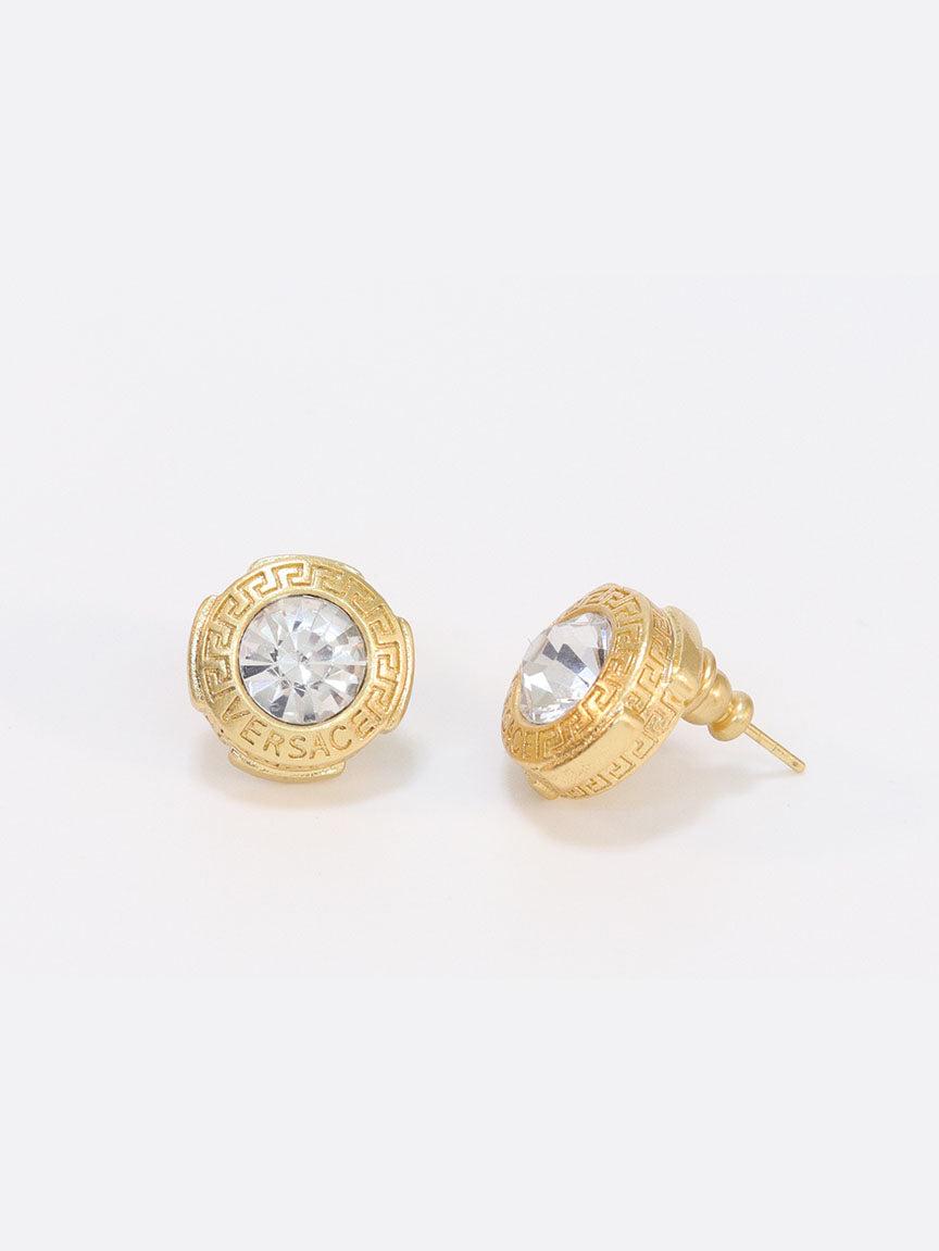 Gold Round solitaire Studs with medusa motif