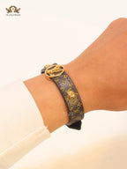 Alphabet L & V brown leather bracelet