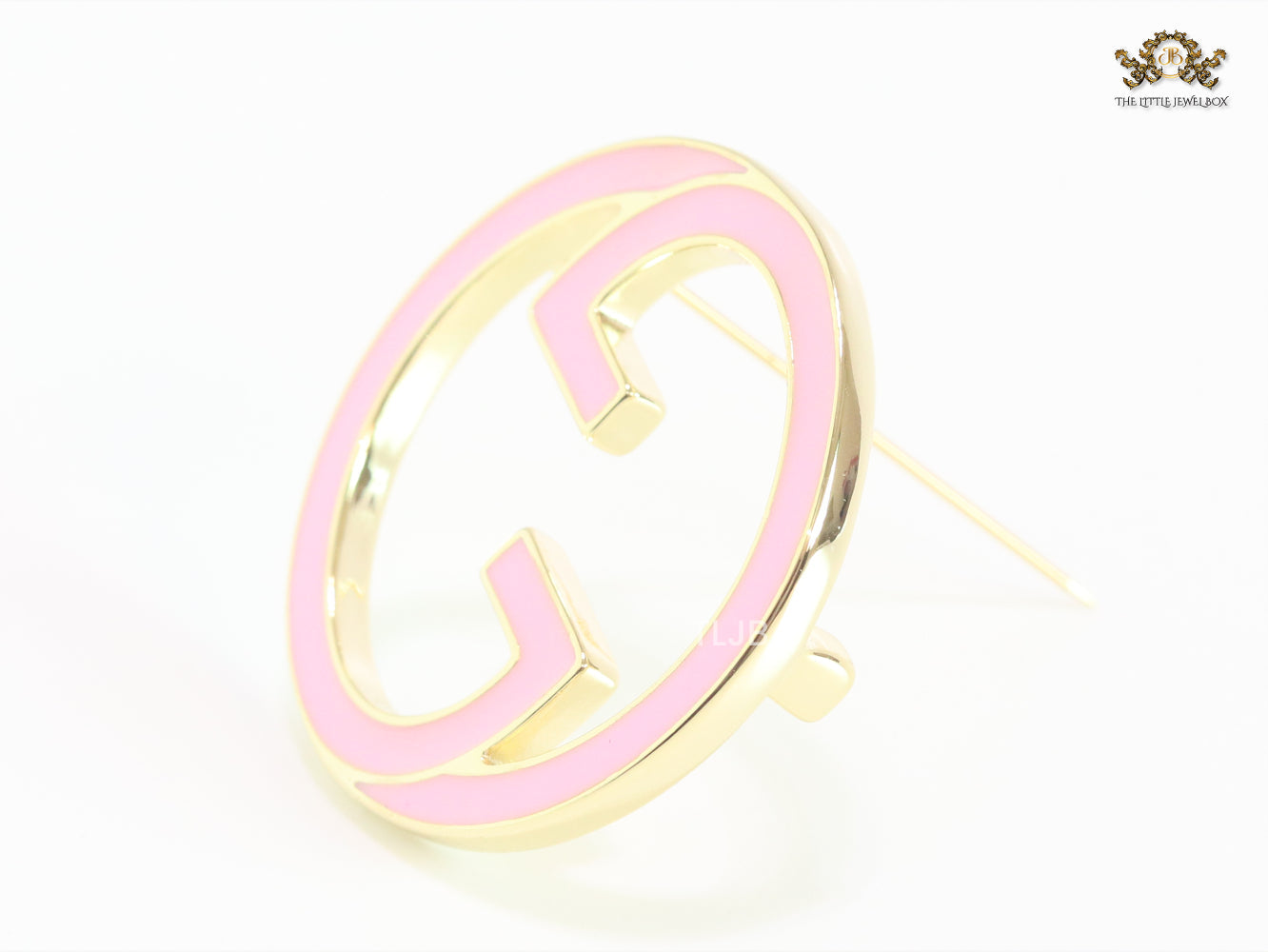 Pink enamel Double G Brooch