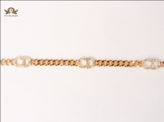 Alphabet CD linked chain bracelet with CZ