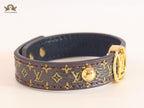 Alphabet L & V brown leather bracelet