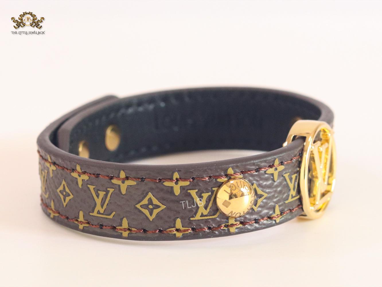 Alphabet L & V brown leather bracelet