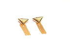 Alphabet P triangle motif Chain Tassles gold earrings