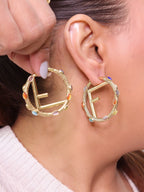 Alphabet F Multi stone hoops