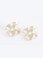 Double C White Enamel CZ  earrings