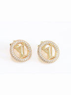 Gold Alphabet L and V CZ studs 20mm
