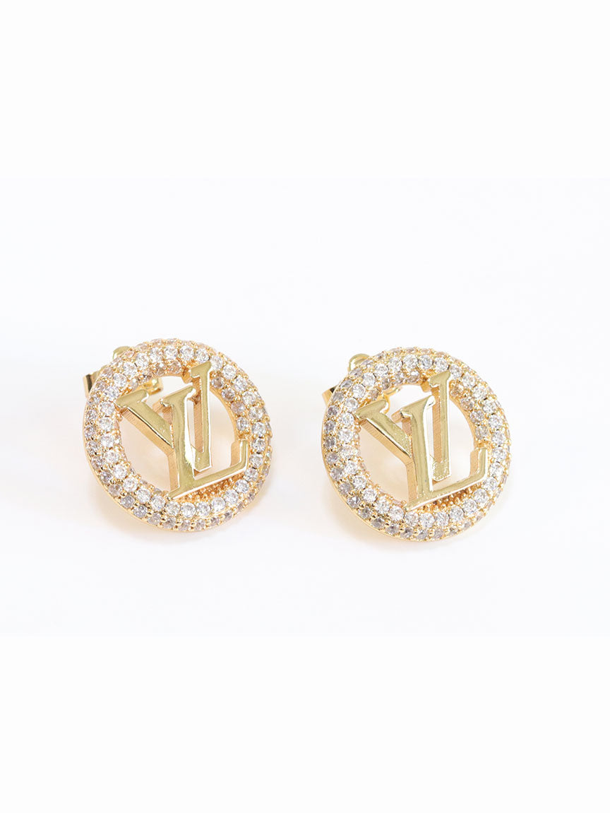Gold Alphabet L and V CZ studs 20mm