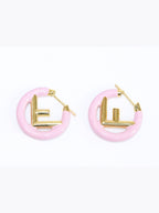 Baby Pink Alphabet F Hoops 25mm