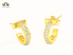 Alphabet T  gold hoops with cz
