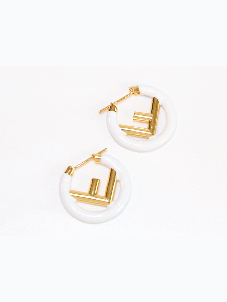 White Alphabet F Hoops 25mm