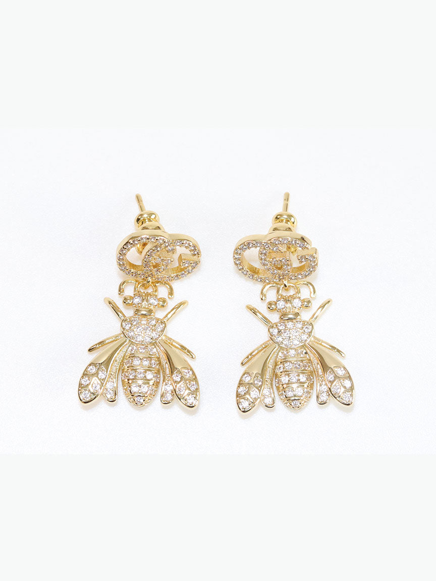 Double G gold dragon fly CZ dangles