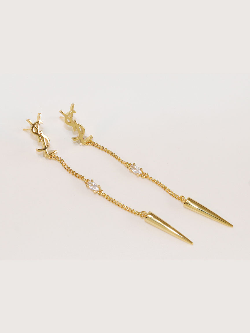 Alphabet YSL CZ and spike dangles