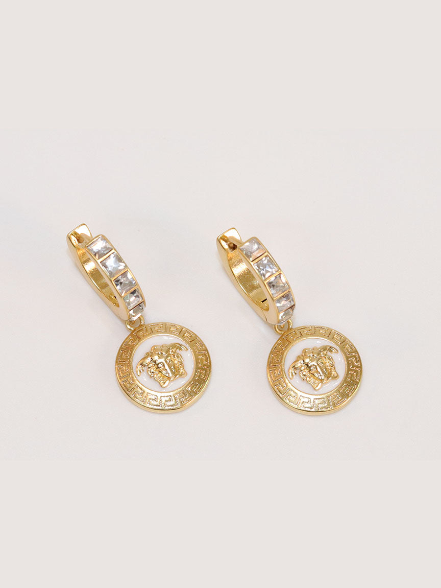 Medusa gold and white dangles