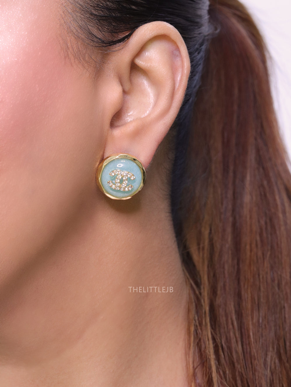 Double C Gold and blue halo studs