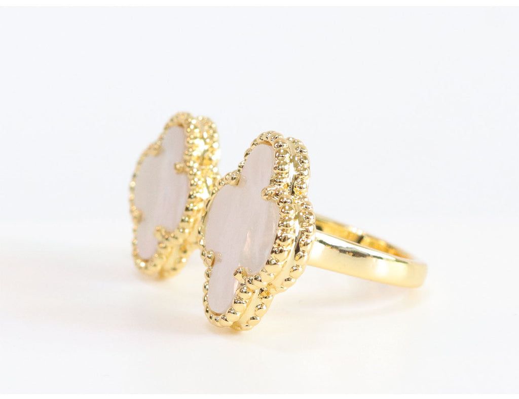 Double WHITE malachite ring