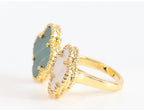 Double WHITE & GREEN malachite ring