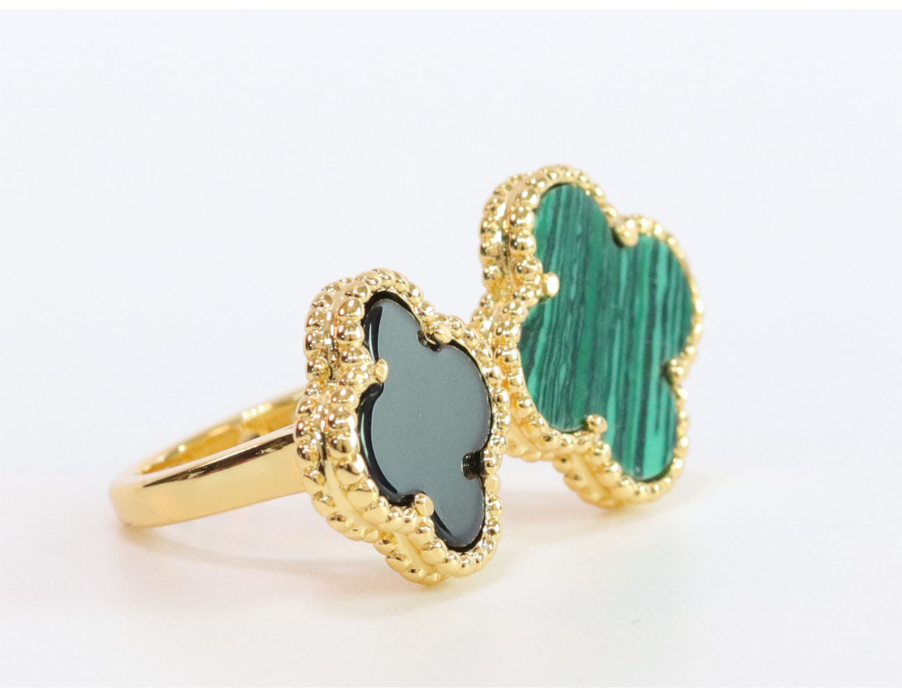 Double BLACK & GREEN malachite ring