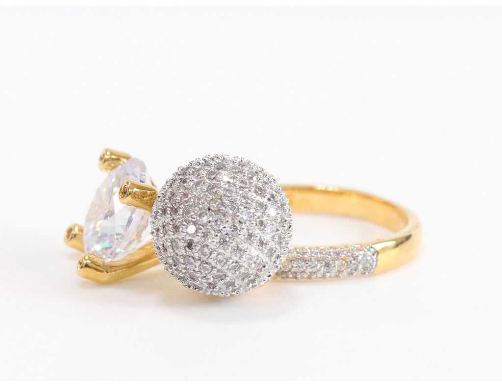 Gold double Cz bomber ring