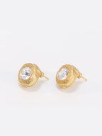 Gold Round solitaire Studs with medusa motif