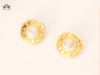 Double C pearl studs in Gold