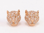 Panther head stud earrings in rose gold plating and cz