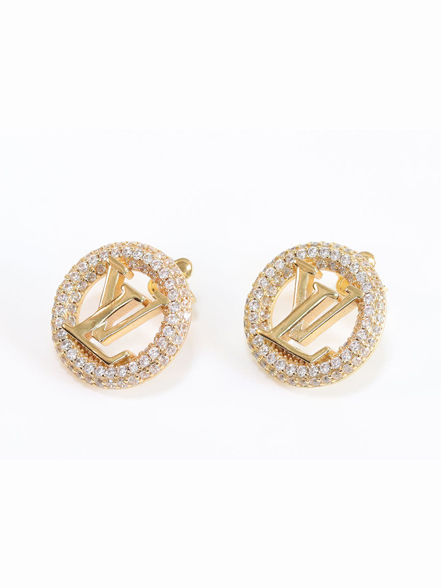 Gold Alphabet L and V CZ studs 20mm