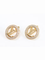 Gold Alphabet L and V CZ studs 20mm