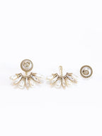 Double G rustic long pearl earrings