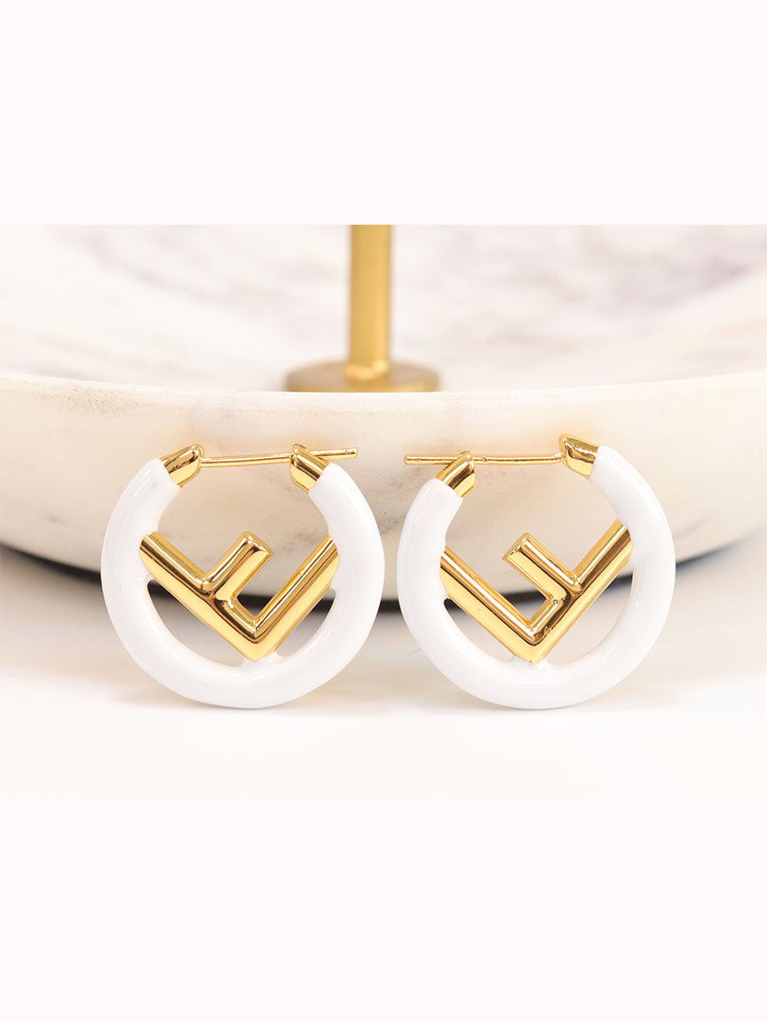 White Alphabet F Hoops 25mm