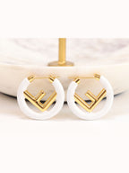 White Alphabet F Hoops 25mm