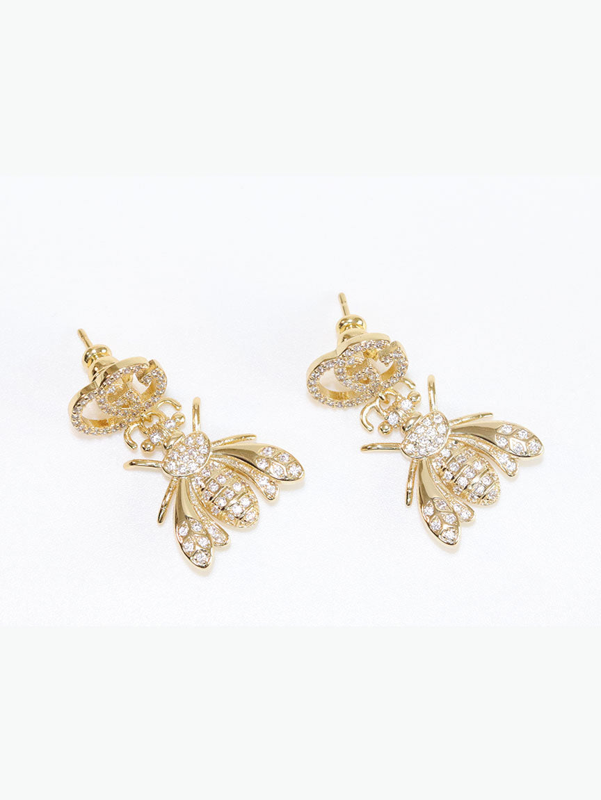Double G gold dragon fly CZ dangles