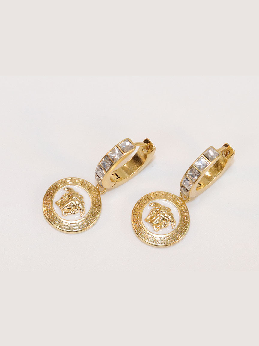 Medusa gold and white dangles