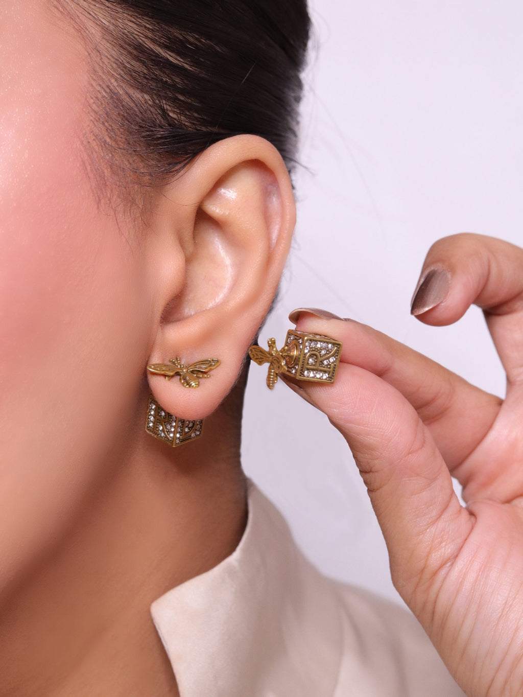 Rustic dragon fly square studs