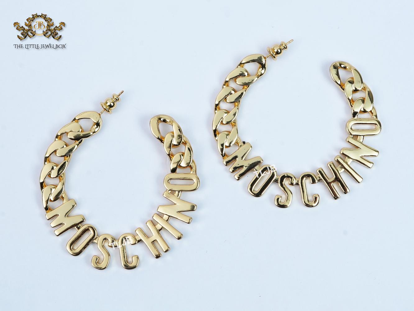 Alphabet M gold hoops