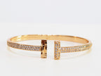 Alphabet T bracelet with full CZ in gold finish