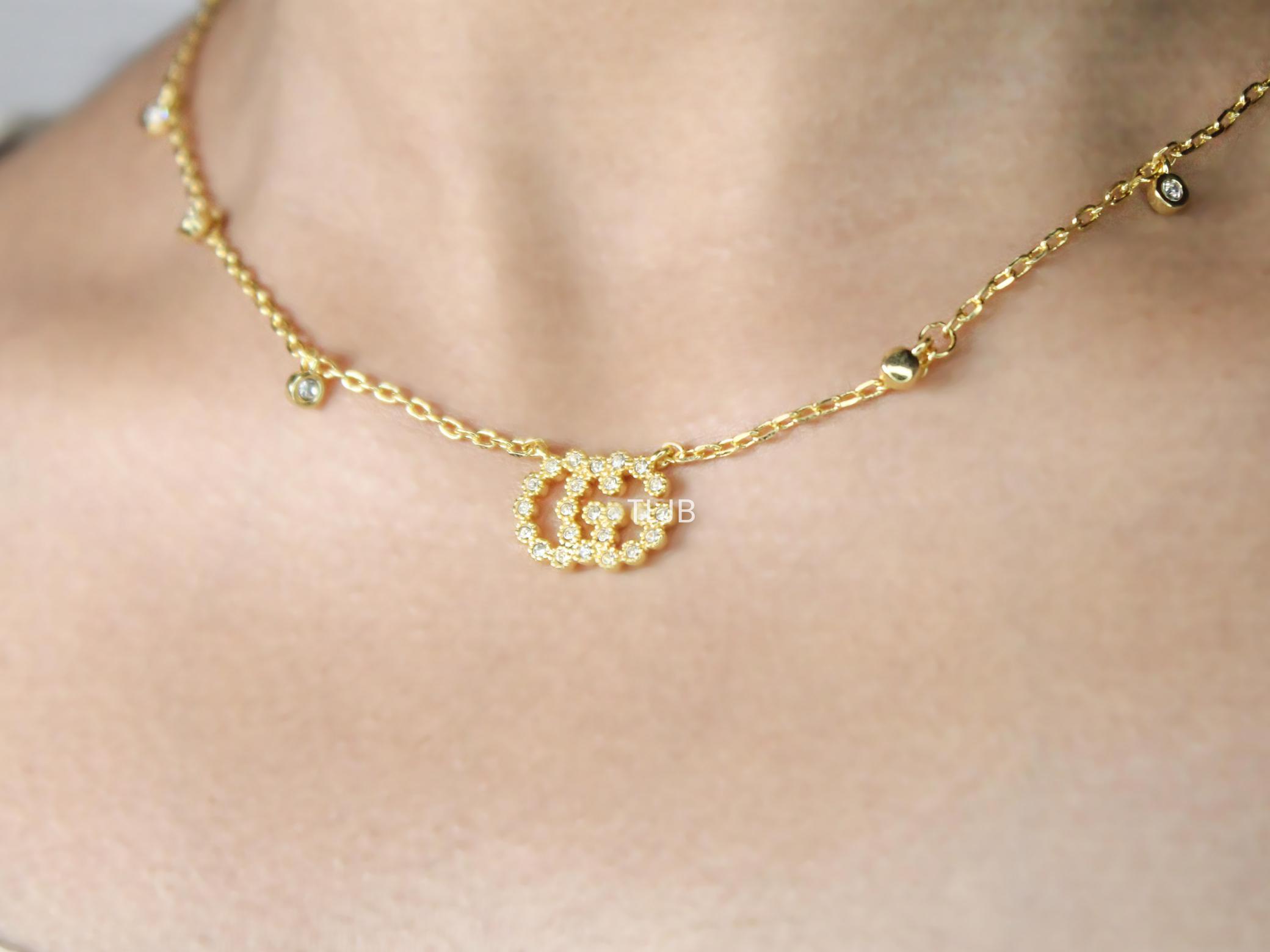 Alphabet Double G chain with CZ in gold