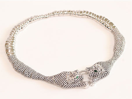 Platinum panther body necklace