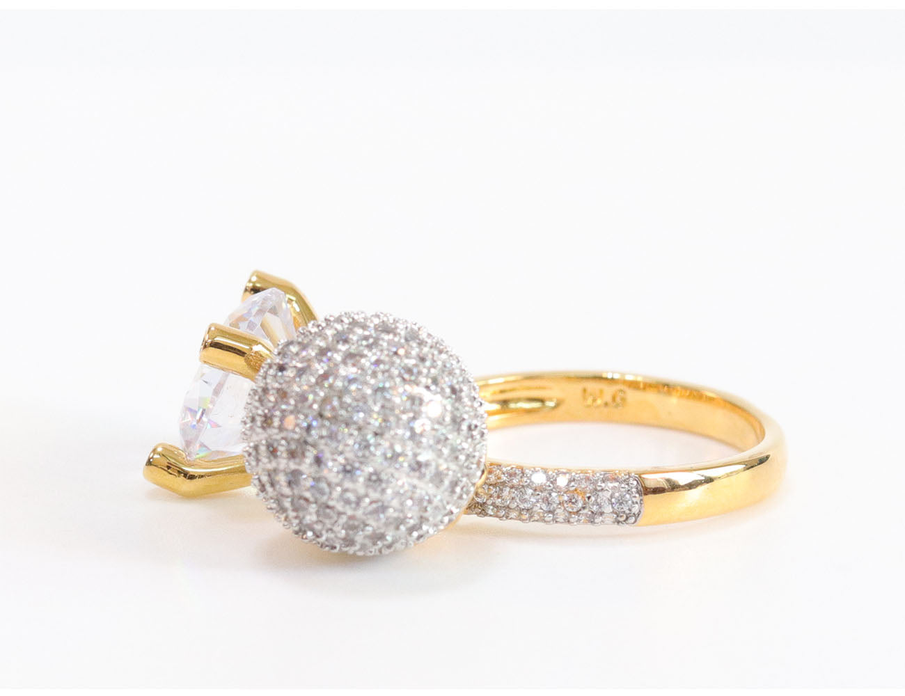 Gold double Cz bomber ring